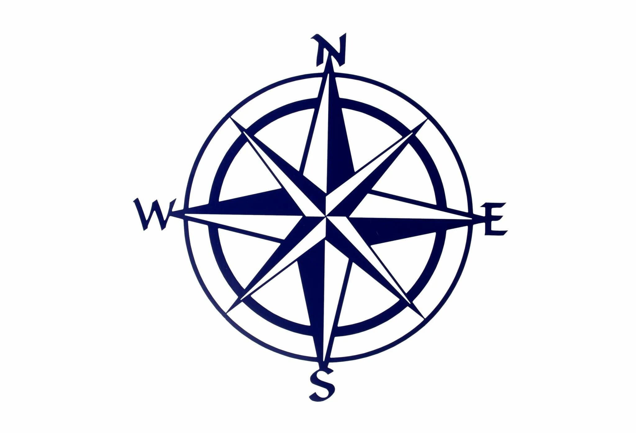 A stylized compass pointing towards a star.